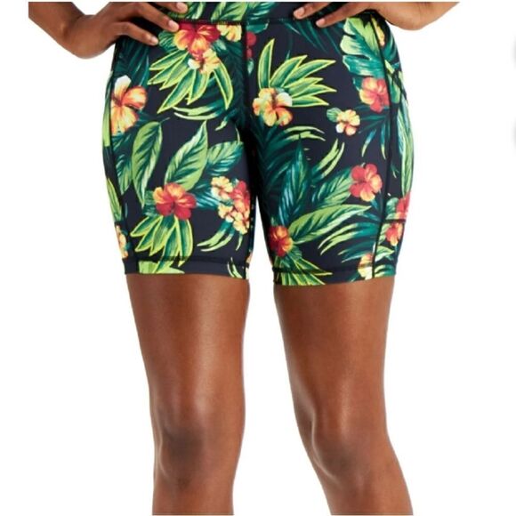 ID Ideology Compression 7" Bike Shorts Women's True Black Tropical Print - Picture 5 of 14